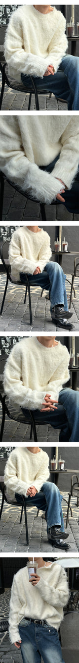 [Unisex] ウールヘアーボタンニット(3color)
