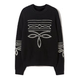western stitch sweater black
