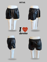 レザーオープンポケットバンディングショートパンツ