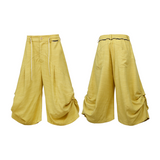 RELABEL (Dream Bud) Tencel Acetate Balloon-Pleated Deconstructed Cropped Casual Trousers