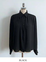 Deven Shirring Collar Chiffon Blouse