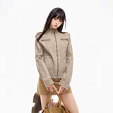 Khaki Washed Denim Utility Jacket