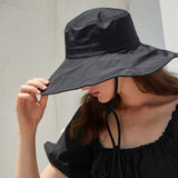 ナイロンストラップワイドバケットハット (Black)