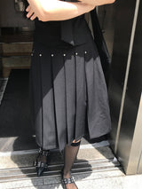 マンデーオフィスボールスタッズプリーツミディスカート