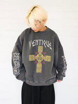 VENTIQUE ピグメントホーリースウェットシャツ 2colors