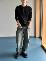 Kane Teen ウォッシュ加工ワイドデニムパンツ 2C