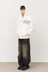 Post Printed Zip Hoodie