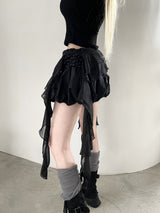 1461. Frill ruffle long chiffon layered cover sk (2color)