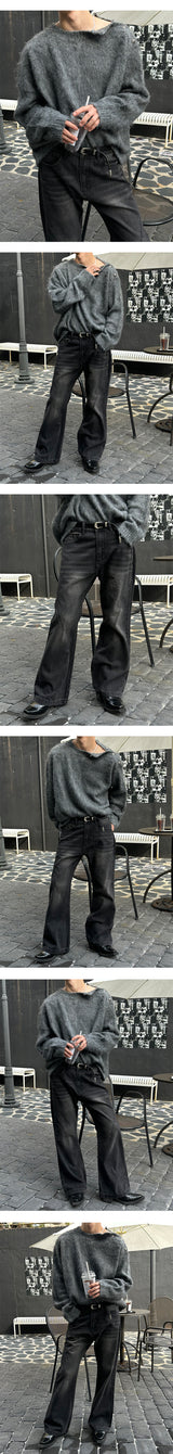 [Unisex] ウールヘアーボタンニット(3color)