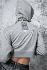 Crop Logo Hood Zip-Up (GRAY)
