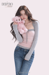 Pink gray bolero top two-piece