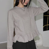 Neis Frill Layered Round Long-Sleeved T-Shirt