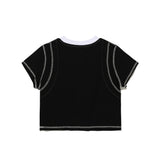 ハートカッティングクロップTシャツ（黒