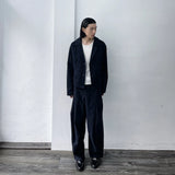 Structured Pleated Wide Pants