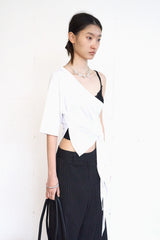 One-Shoulder Button Drape Top (Ivory)