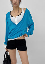 [MADE] Roni's Deep V-neck Summer Cotton Long Sleeve Tee