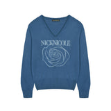 NICOLE ROSE JAQUARD PULLOVER KNIT_BLUE