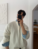  Beleries Simple Henry Neck Overfit Knit