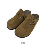 Suede Buckle Mule Slippers