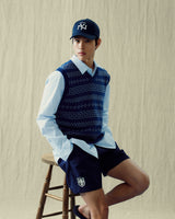Stranger Regular Angora V-Neck Vest (Navy)