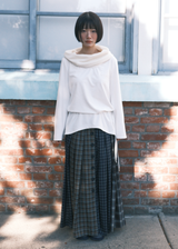 Mix Check Maxi Skirt / Navy