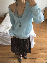 Otsuri Loose-Fit Summer Deep V-Neck Knit