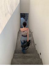 Santori chiffon off-shoulder sleeveless T-shirt