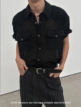 [S/S] Western シースルーリンクルシャツ(3color)