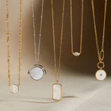 [Worn by IVE Ahn Yujin] Evil Eye Square Mother-of-Pearl 925 Silver Necklace N030-02G