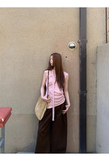チョーカーVネックラップノースリーブTシャツ