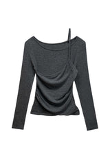 MUREN SHIRRING TOP / CHARCOAL