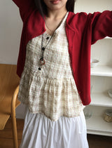26SS★ [BAONHAUS] Korine Flower Shirring Sleeveless Blouse
