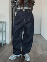 Comp Raw Pintuck Wide Denim Pants