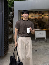 ストライプカラーウェイクロップド半袖Tシャツ