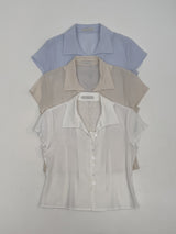 Yoru Pintuck Cap Sleeve Blouse
