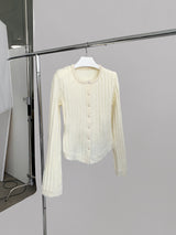 Fur Detail Bold Ribbed Long Sleeve Cardigan