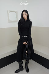 Half Turtle Side Shirring Long Sleeve Zip-Up