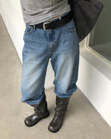 [ORIGINAL] Slub Wrinkled Midi Leather Boots