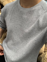 ルックネードワッフルセミクロップラウンドカットロングスリーブTシャツ
