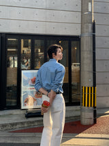 LMN ファーストコットンワイドパンツ (6 colors) - IVORY, SAND GRAY model pitting