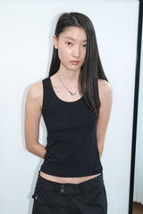 ベーシック リブ スリーブレス (Black)