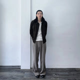 Hem-Pleated Flared Wide Trousers
