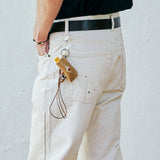 stud & wax thread lighter case keyring beige