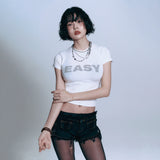 EASY See-through Crop Short Sleeve - WHITE