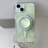 Green - ブラーパターン Magsafe フォーンケース スマホグリップ セット