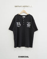 シールド ヘンリーネック ワッフル ショートスリーブ Tシャツ