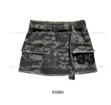 Camo lace patch pocket skirt pants (belt set)