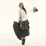 Vintage Check Tiered Maxi Skirt