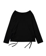 ワンショルダーグラフィック長袖Tシャツ_BLACK