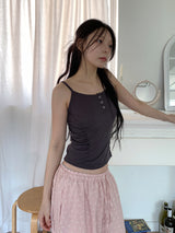 SIDE SHIRRING BUTTON SLEEVELESS (3C)